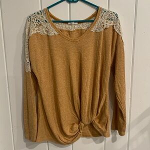 Maurice’s Mustard Yellow Sweater W/ Crochet Lace